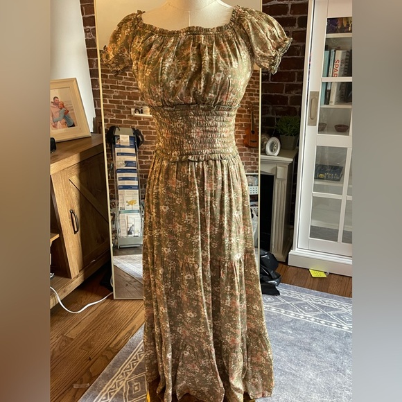 Short Puff Sleeve Fall Midi Dress -Sz XS - Picture 2 of 6